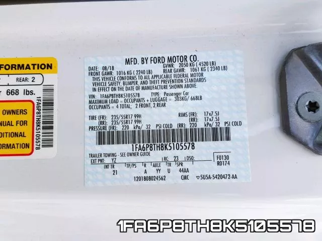 1FA6P8TH8K5105578 фото 2