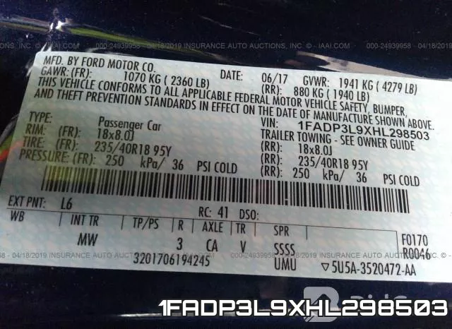 1FADP3L9XHL298503 фото 10