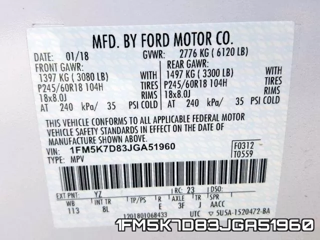 1FM5K7D83JGA51960 фото 2