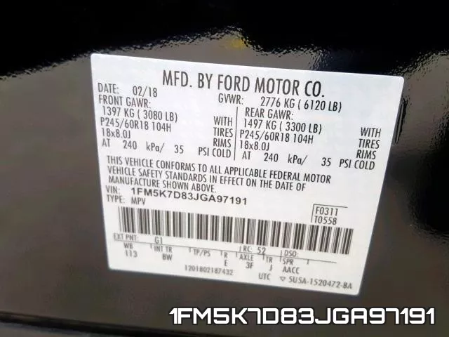 1FM5K7D83JGA97191 фото 2