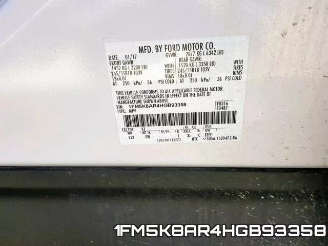 1FM5K8AR4HGB93358 фото 2
