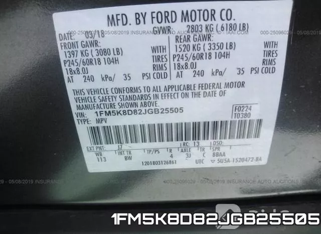 1FM5K8D82JGB25505 фото 10