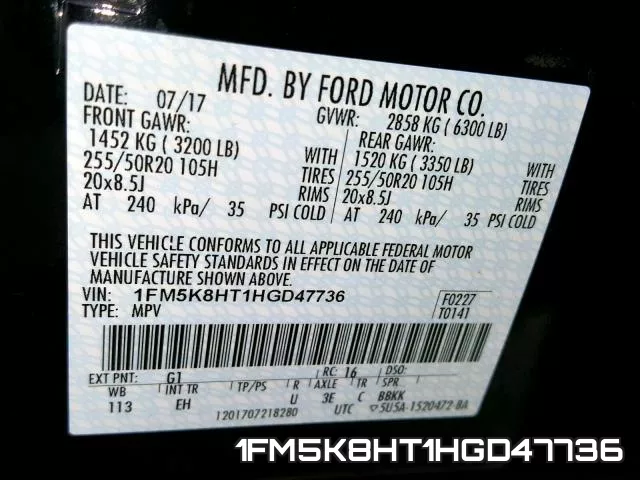 1FM5K8HT1HGD47736 фото 2