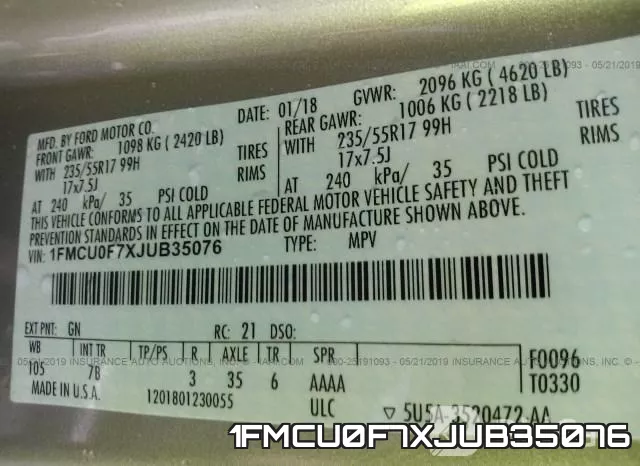 1FMCU0F7XJUB35076 фото 10