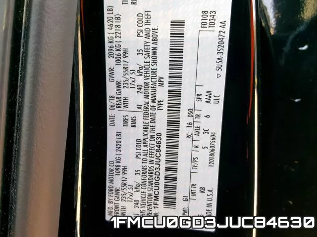 1FMCU0GD3JUC84630 фото 2