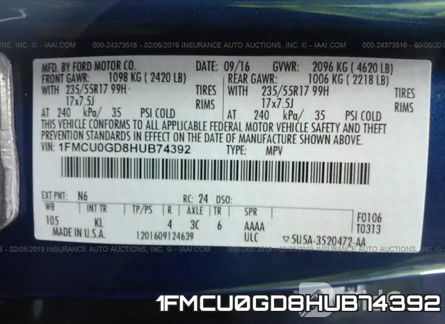 1FMCU0GD8HUB74392 фото 10