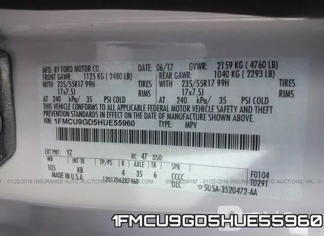 1FMCU9GD5HUE55960 фото 10