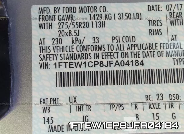 1FTEW1CP8JFA04184 фото 10
