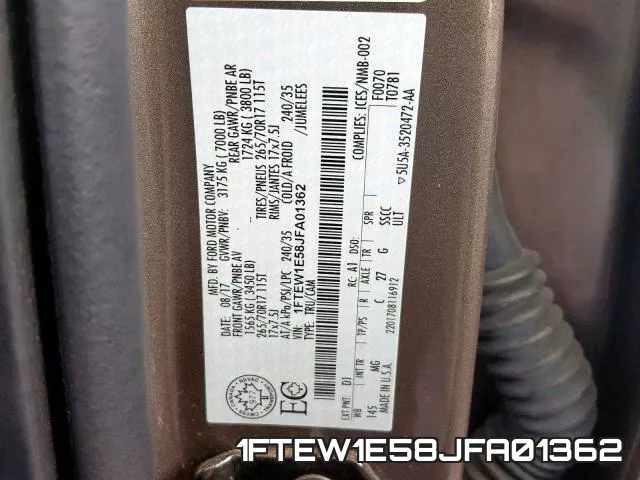1FTEW1E58JFA01362 фото 2