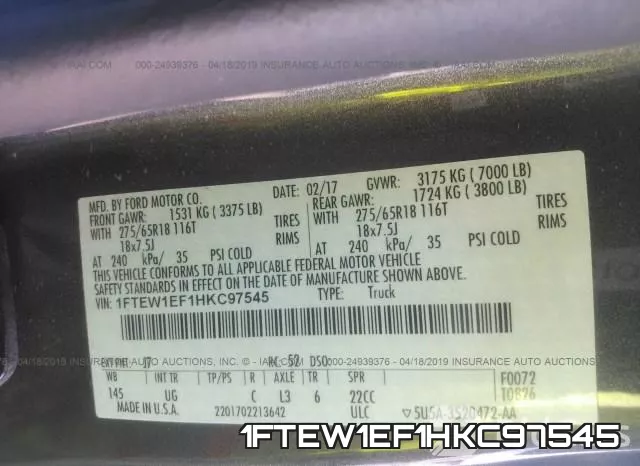 1FTEW1EF1HKC97545 фото 10