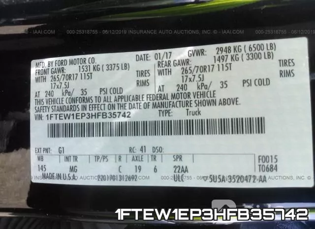 1FTEW1EP3HFB35742 фото 10