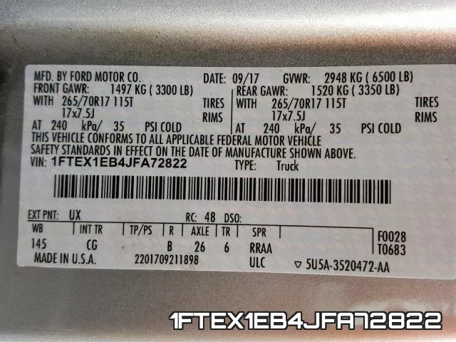 1FTEX1EB4JFA72822 фото 2