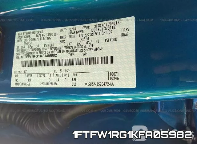 1FTFW1RG1KFA05982 фото 10