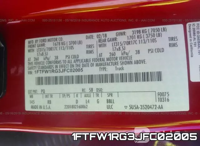 1FTFW1RG3JFC02005 фото 10