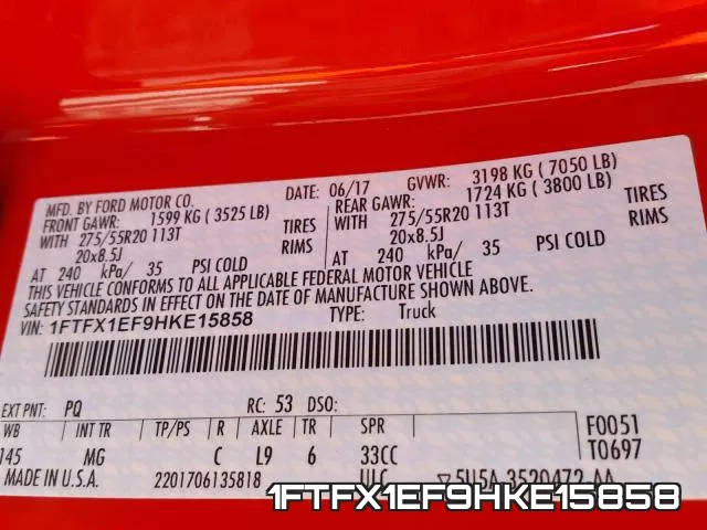 1FTFX1EF9HKE15858 фото 2