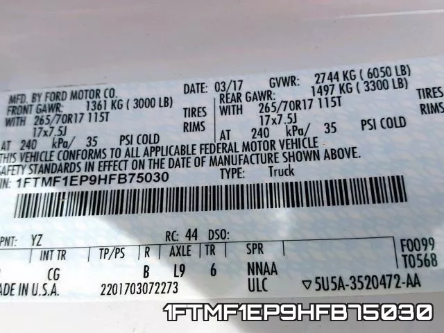 1FTMF1EP9HFB75030 фото 2