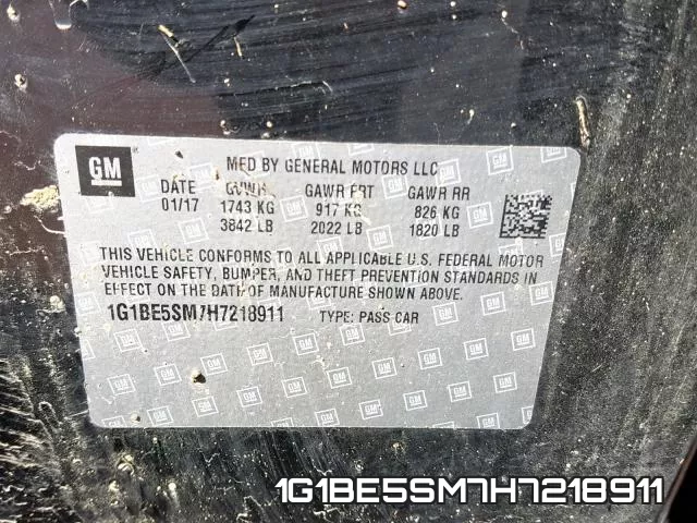 1G1BE5SM7H7218911 фото 2