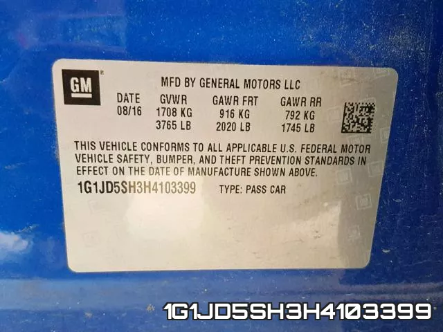 1G1JD5SH3H4103399 фото 2