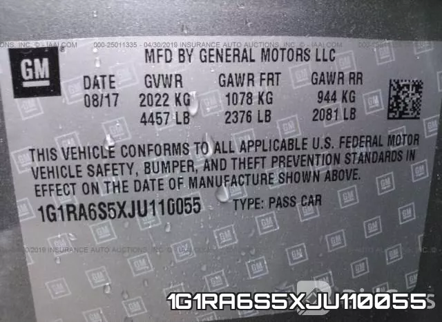 1G1RA6S5XJU110055 фото 10
