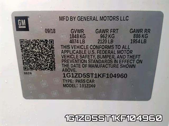 1G1ZD5ST1KF104960 фото 2