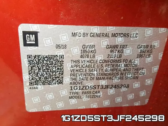 1G1ZD5ST3JF245298 фото 2