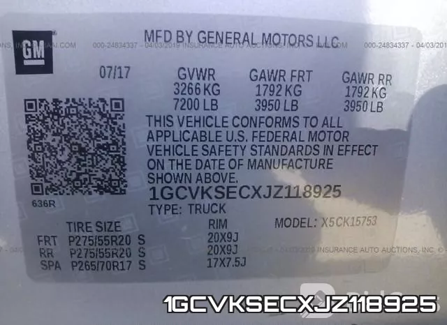 1GCVKSECXJZ118925 фото 10