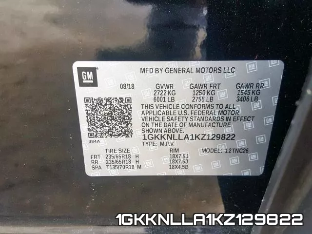 1GKKNLLA1KZ129822 фото 2
