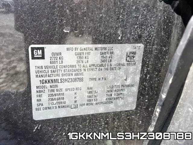 1GKKNMLS3HZ308788 фото 2