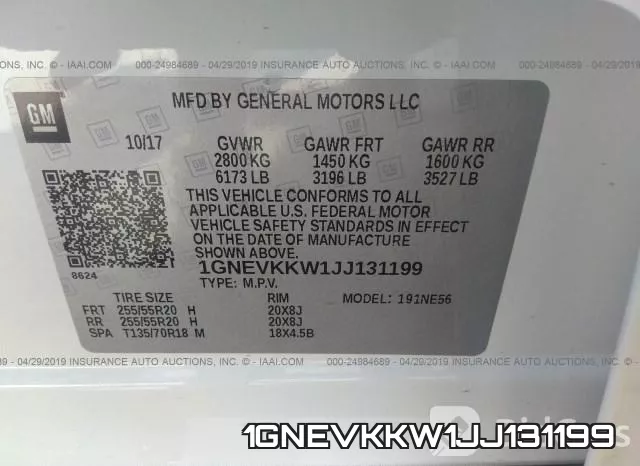 1GNEVKKW1JJ131199 фото 10