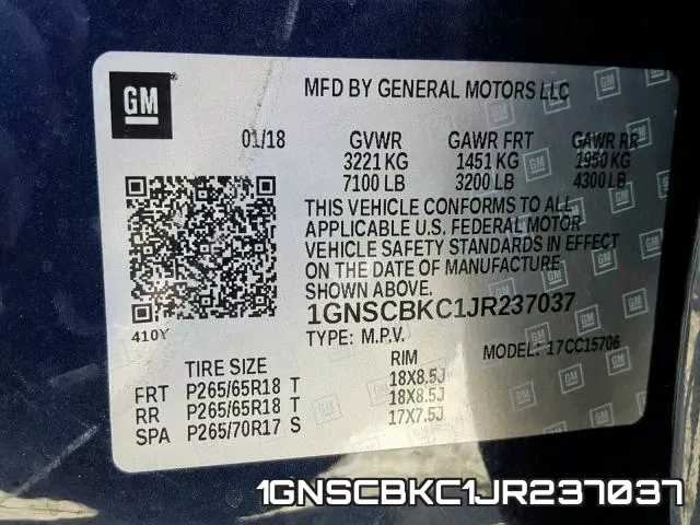 1GNSCBKC1JR237037 фото 2