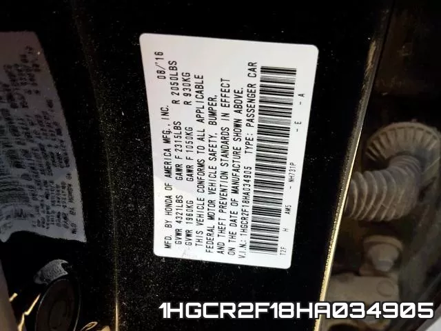 1HGCR2F18HA034905 фото 2