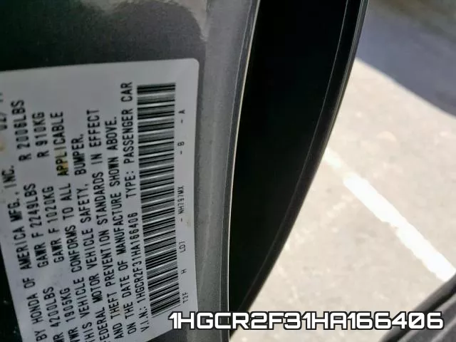 1HGCR2F31HA166406 фото 2