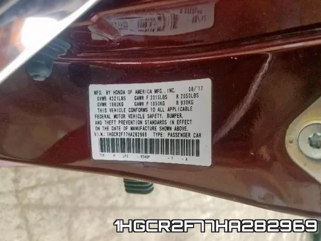 1HGCR2F77HA282969 фото 2