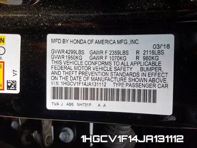 1HGCV1F14JA131112 фото 2