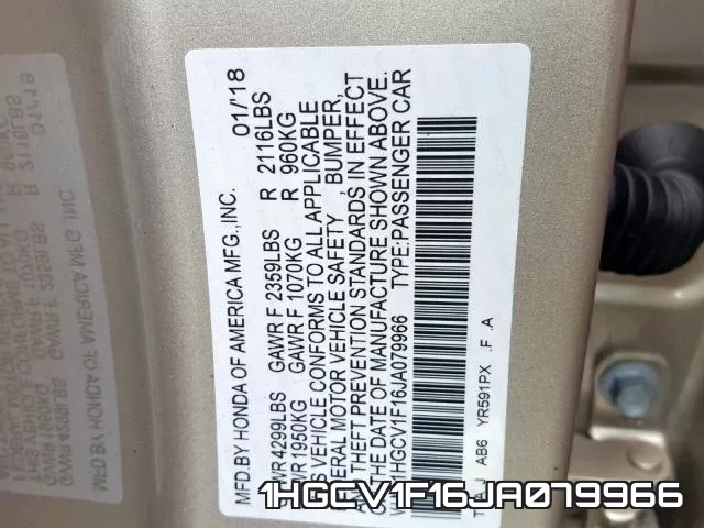 1HGCV1F16JA079966 фото 2