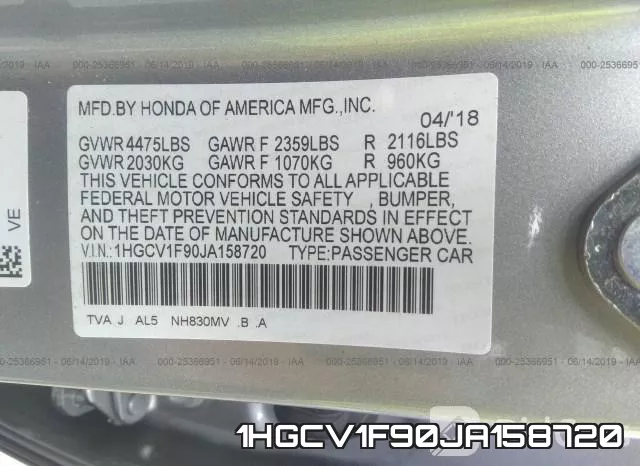 1HGCV1F90JA158720 фото 10