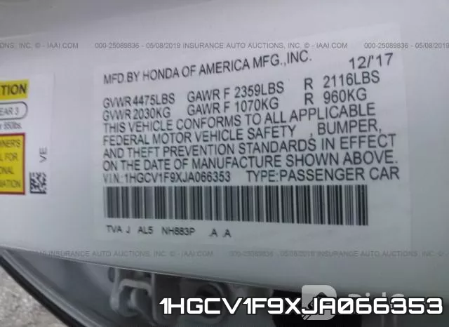 1HGCV1F9XJA066353 фото 10