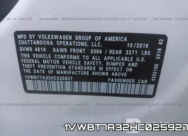 1VWBT7A32HC025927 фото 10