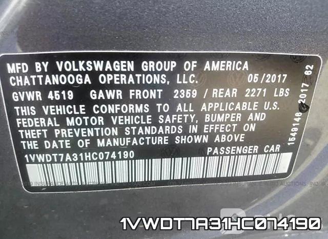 1VWDT7A31HC074190 фото 10