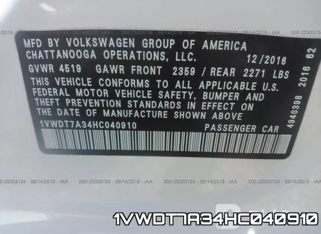 1VWDT7A34HC040910 фото 10
