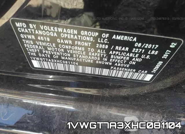 1VWGT7A3XHC081104 фото 10