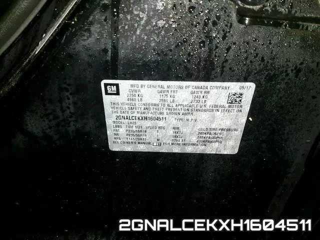 2GNALCEKXH1604511 фото 2