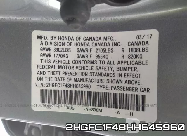 2HGFC1F48HH645960 фото 10