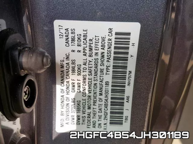 2HGFC4B54JH301189 фото 2