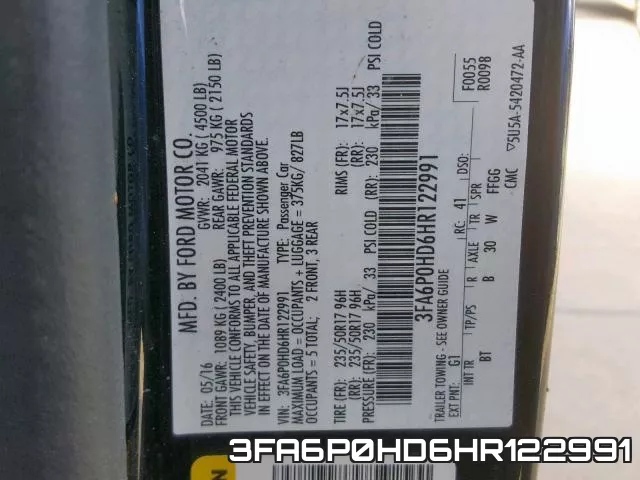 3FA6P0HD6HR122991 фото 2