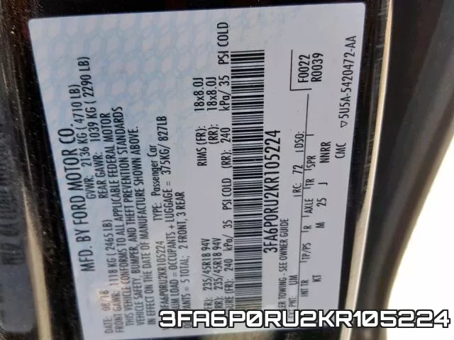 3FA6P0RU2KR105224 фото 2