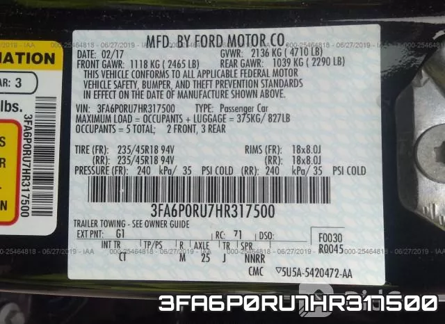 3FA6P0RU7HR317500 фото 10