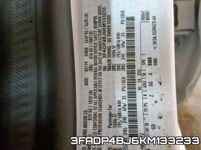 3FADP4BJ6KM133233 фото 2