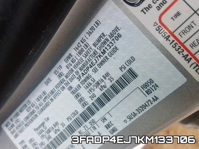3FADP4EJ7KM133706 фото 2