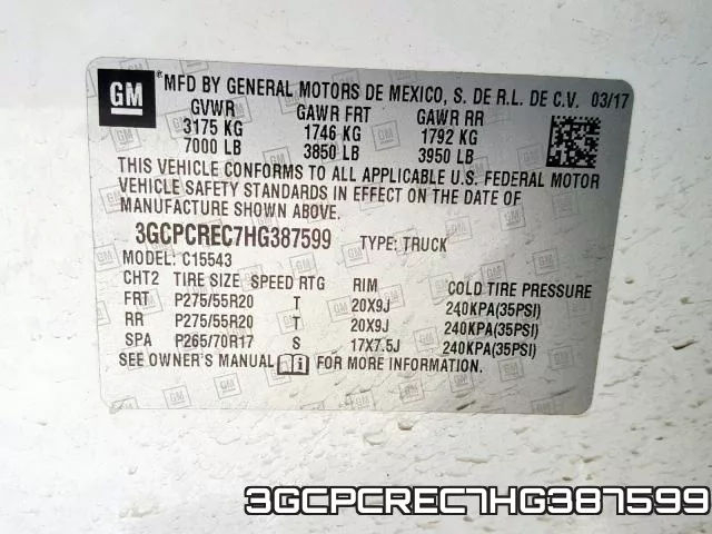 3GCPCREC7HG387599 фото 2